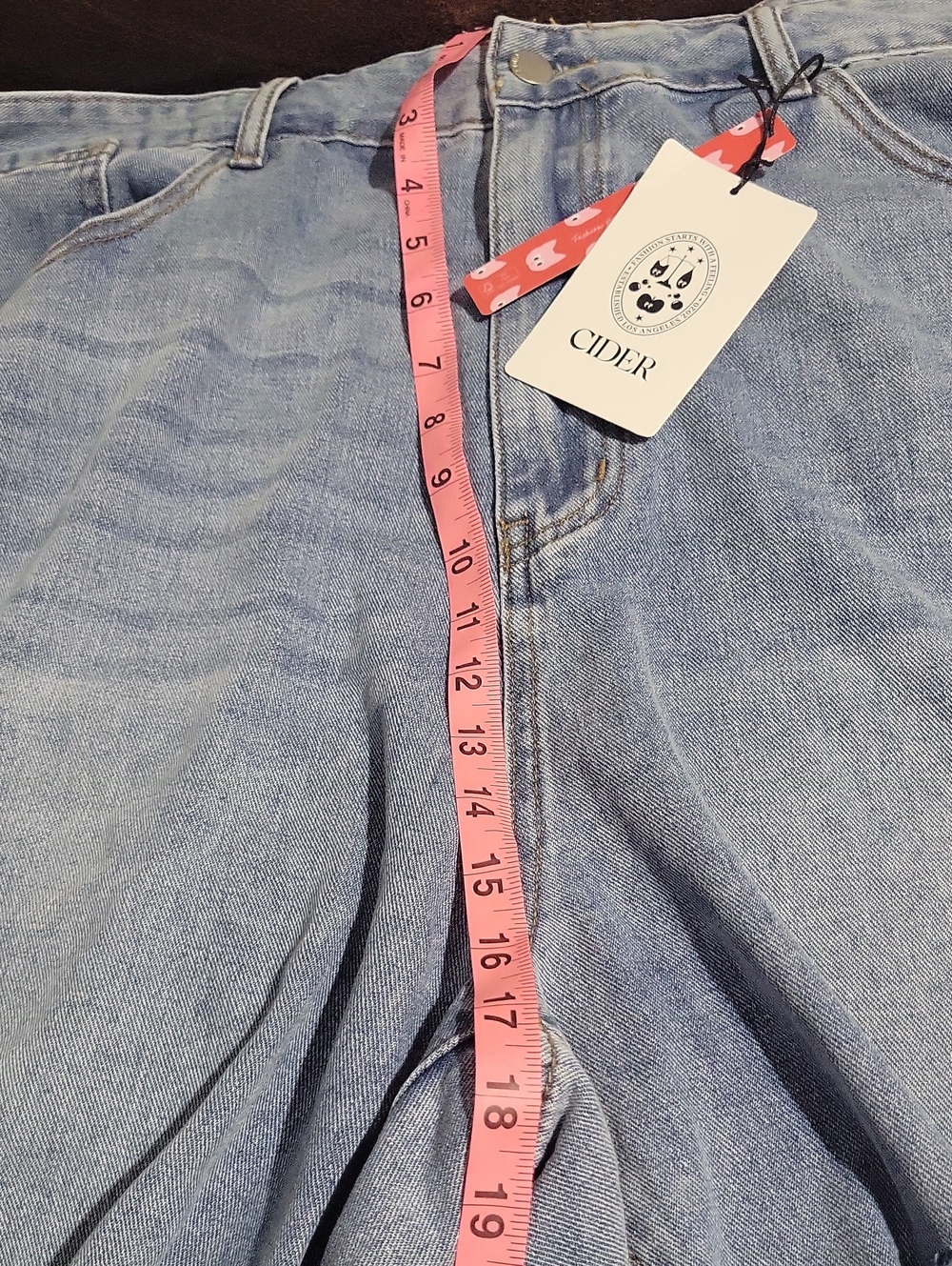 Cider Wide Leg High-Rise Distressed Jeans - Light Blue Sixe 4XL New - Picture 12 of 13